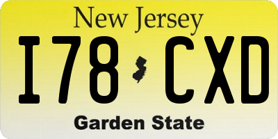 NJ license plate I78CXD