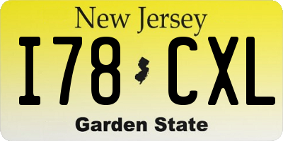 NJ license plate I78CXL