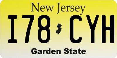 NJ license plate I78CYH