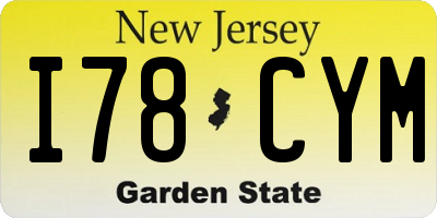 NJ license plate I78CYM
