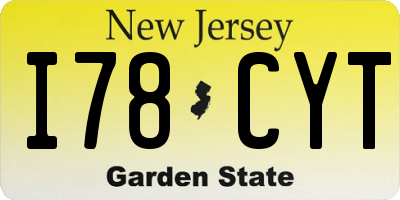 NJ license plate I78CYT