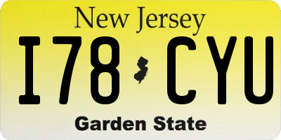 NJ license plate I78CYU