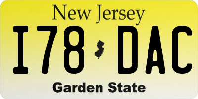 NJ license plate I78DAC