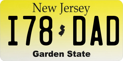 NJ license plate I78DAD