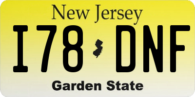 NJ license plate I78DNF