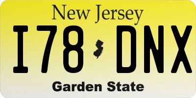 NJ license plate I78DNX