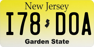 NJ license plate I78DOA