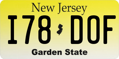 NJ license plate I78DOF