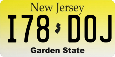 NJ license plate I78DOJ