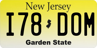 NJ license plate I78DOM