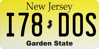 NJ license plate I78DOS