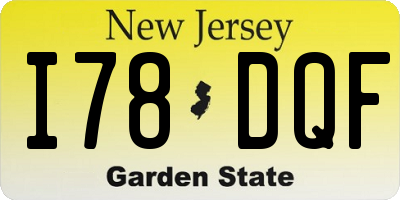 NJ license plate I78DQF