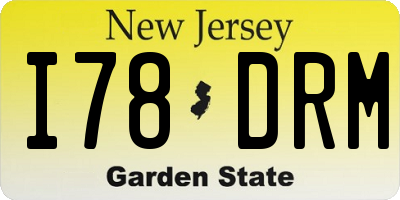 NJ license plate I78DRM