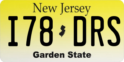NJ license plate I78DRS