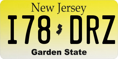 NJ license plate I78DRZ