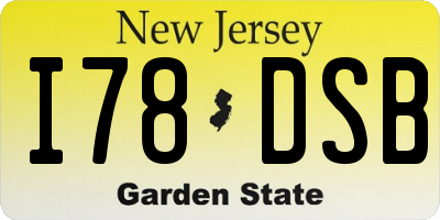 NJ license plate I78DSB