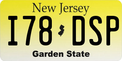 NJ license plate I78DSP