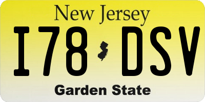 NJ license plate I78DSV