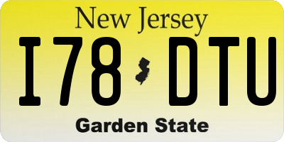 NJ license plate I78DTU