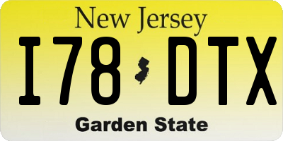 NJ license plate I78DTX