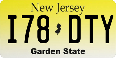 NJ license plate I78DTY
