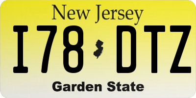 NJ license plate I78DTZ