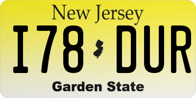 NJ license plate I78DUR