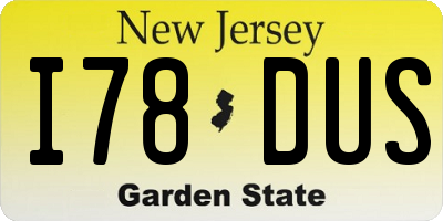 NJ license plate I78DUS