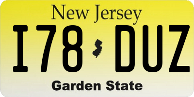 NJ license plate I78DUZ