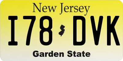 NJ license plate I78DVK