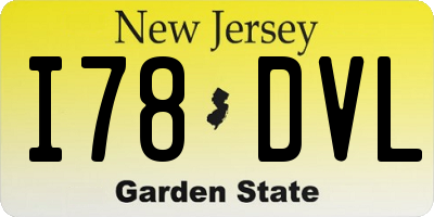 NJ license plate I78DVL
