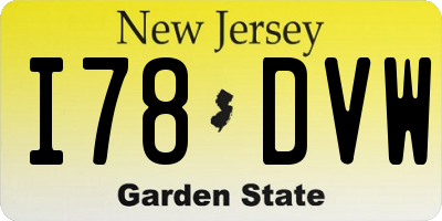 NJ license plate I78DVW