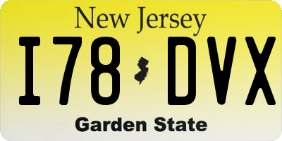 NJ license plate I78DVX