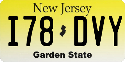 NJ license plate I78DVY