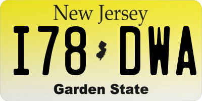 NJ license plate I78DWA