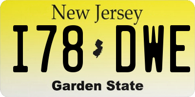 NJ license plate I78DWE