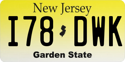 NJ license plate I78DWK