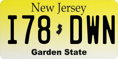 NJ license plate I78DWN