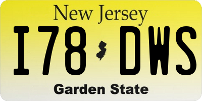 NJ license plate I78DWS