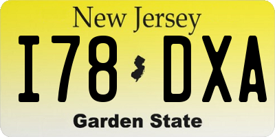NJ license plate I78DXA