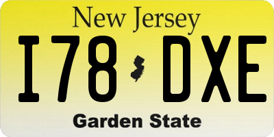 NJ license plate I78DXE