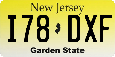 NJ license plate I78DXF