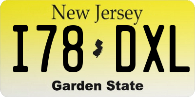 NJ license plate I78DXL