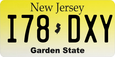 NJ license plate I78DXY
