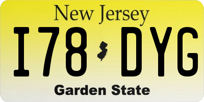 NJ license plate I78DYG