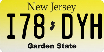 NJ license plate I78DYH