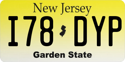NJ license plate I78DYP