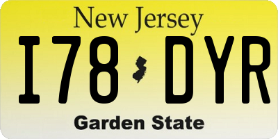 NJ license plate I78DYR