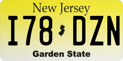 NJ license plate I78DZN