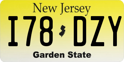 NJ license plate I78DZY